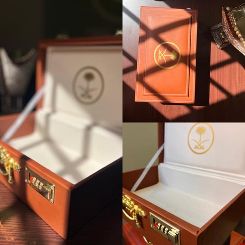 شنطة جلد شعار سيفين ونخله قفل أرقام حجم كيلو