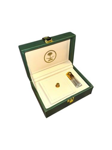 علبة جلد مربعه سيفين ونخلة من الداخل بيج (أوقية ور...