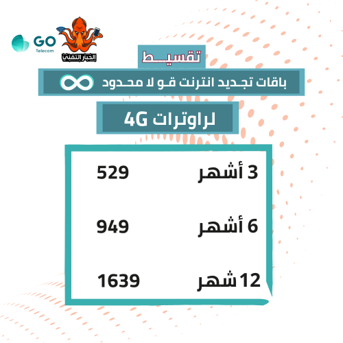 تقسيط باقات شحن تجديد اشتراك 4G انترنت قو بيانات م...