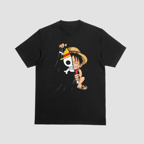 Peeking Luffy Behind the Straw Hat