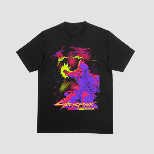 Cyberpunk Edgerunners David Drone Attack Neon Synt...