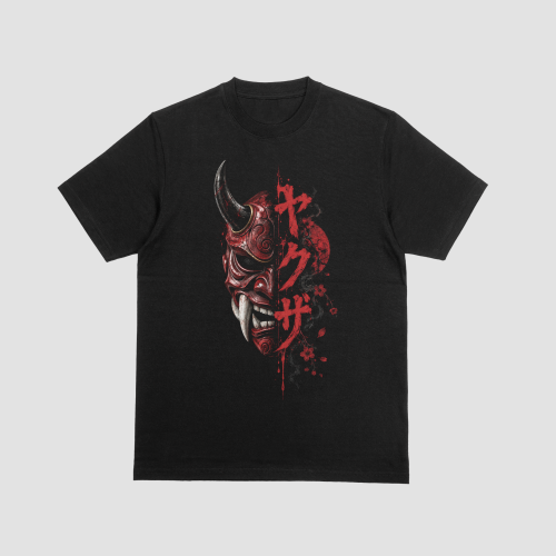 Japanese Oni Demon Mask Split Yakuza Katakana Grap...