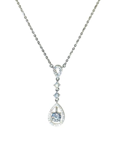 تعليقة فضة عيار 925 مطلية ذهب ابيض قطع الماس