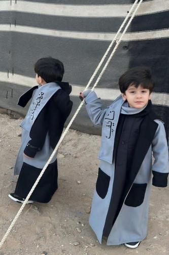 فروه ولادي الوان اسود مع رصاصي دبل فيس مع شال