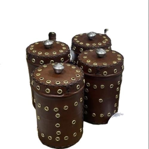 طقم علب استيل (4علب ) ملبس جلد