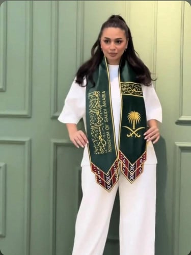 وشاح اليوم الوطني تطريز عالي الجودة