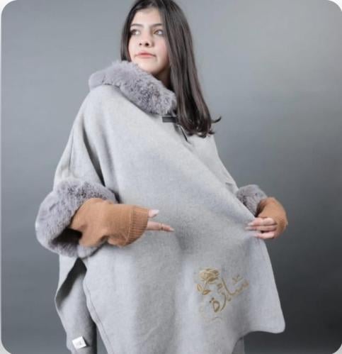 شال شتوي نسائي بالاسم رصاصي