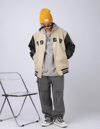 Black & Beige leather jacket