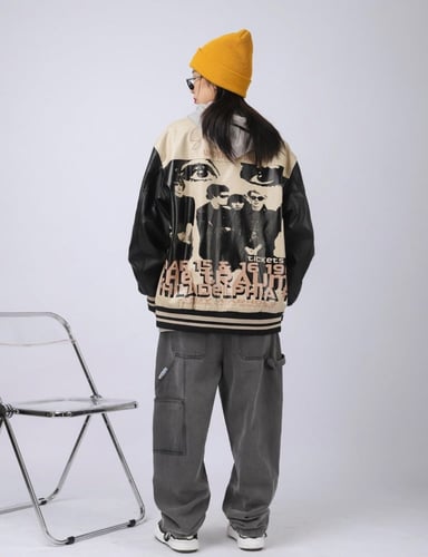 Black & Beige leather jacket