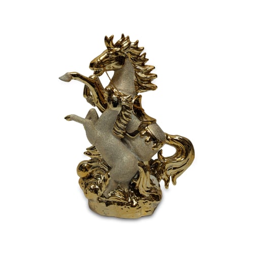 The masterpiece of the two golden horses – an elegant ceramic sculpture with a refined artistic touch