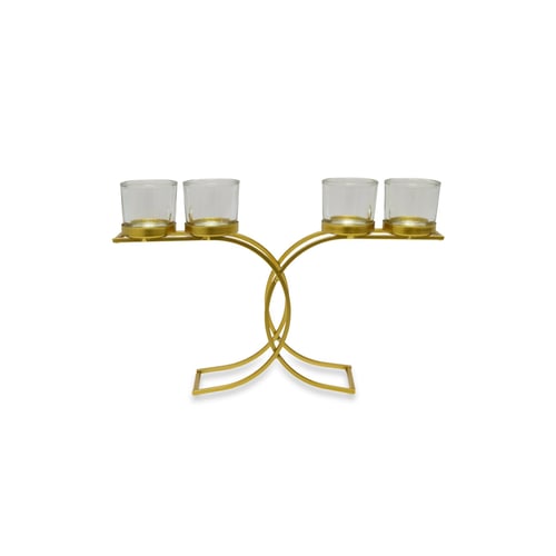 Luxurious four-piece gold candle holder with glass cups – a touch of warmth and elegance for your table