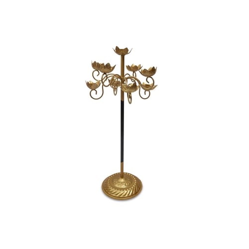 Copper lotus multi-arm candlestick – elegant flora...