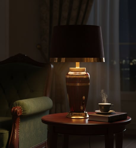 أباجورة مودرن حمراء بقاعدة زجاجية – لمسة فخمة لإضا...