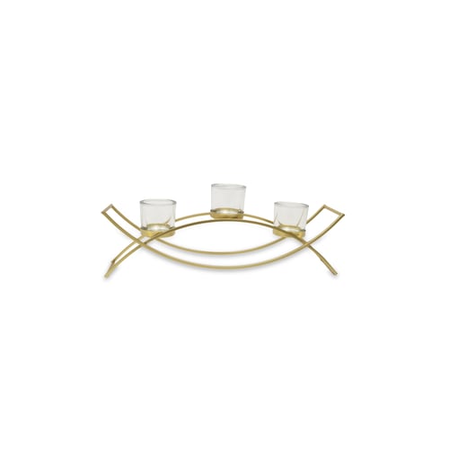 Luxurious three-arm gold candle holder with modern design – elegant centerpiece decor for tables and occasions