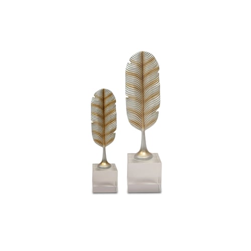 Golden Crystal Feather Set – Luxurious Art Pieces for Table and Lounge Decor