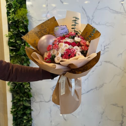 بوكيه ورد طبيعي هدية يوم الأم