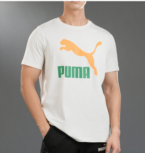 Puma تي شيرت رياضي كاجوال رجالي بياقة مستديرة وأكم...