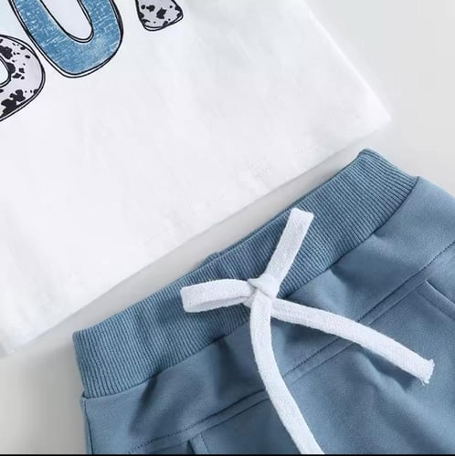 تي شيرت بأكمام قصيرة وشورت مرن للأطفال من عمر 0 إل...