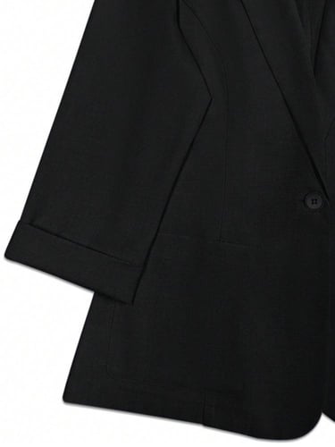 بليزر كاجوال أنثوي بأكمام طويلة بتصميم بسيط بلون و...