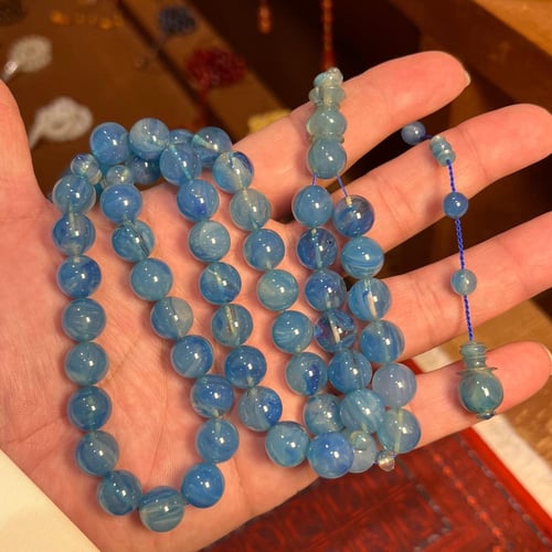 سبحة فاتوران سماوي معرَّق بشفافية