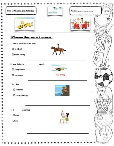 Quiz we can 3-1 U3 Sports and Activities