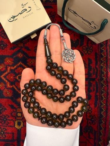 سبحة بكلايت طربزونة فضة لون زيتي