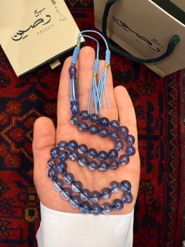 سبحة بكلايت كركوشة لون سماوي شفاف