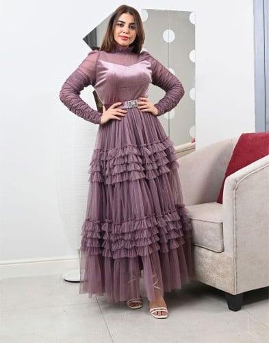 فستان سهره تل بصدريه مخمل ناعم