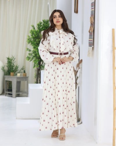 فستان مشجر بحزام انيق