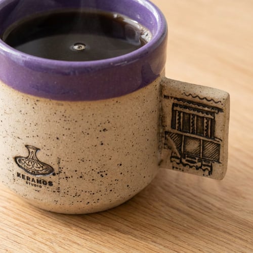 كوب سيراميك |نقوش تراثية | بنفسجي