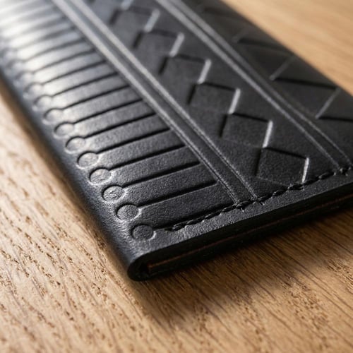 محفظة بطاقات جلدية - سوداء