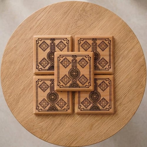 قاعدة أكواب | خشب بنقوش تراثية 3