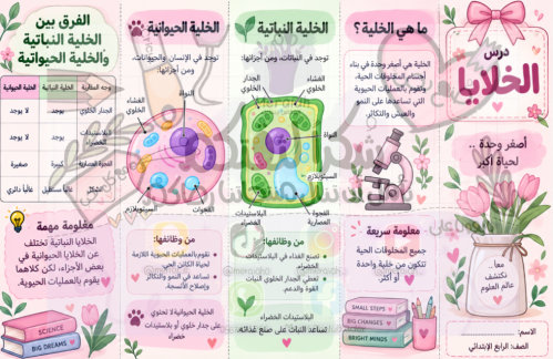 مطوية علوم الخلايا صف رابع