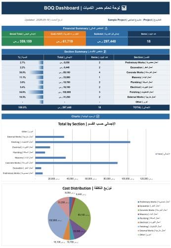 جدول حصر كميات احترافي - إكسل - BOQ Pro