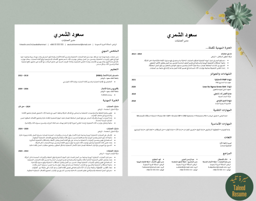 (AR) السيرة الاحترافية بعمود واحد