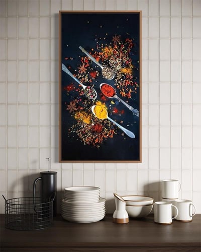 لوحة كانفاس فن طعام تجريدي ملون بتصميم عصري للمطبخ
