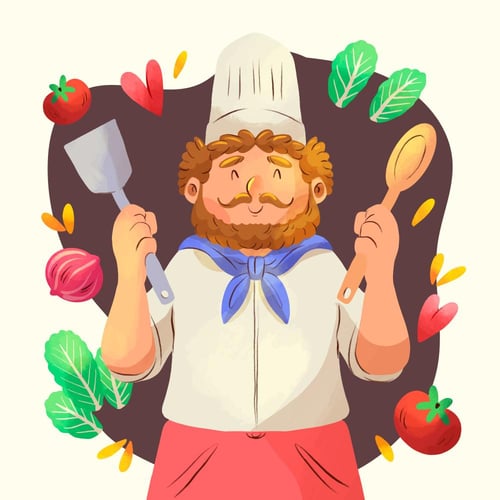 لوحة كانفاس شيف كرتوني بتصميم مرح للمطبخ