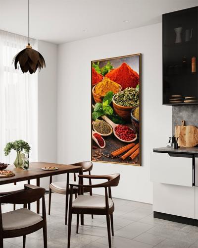 لوحة كانفاس بهارات ملونة بتصميم فني للمطبخ