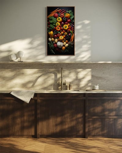 لوحة كانفاس فواكه ملونة للمطبخ بتصميم عصري نابض با...