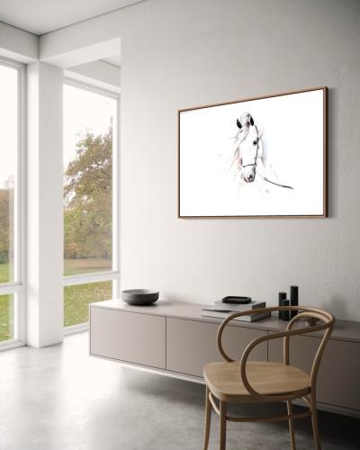 لوحة كانفاس حصان بخط فني بسيط بتصميم مينيمل أنيق