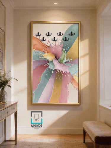 •لوحة كانفاس تعليق عبايات بتصميم الوان متناثره فن...