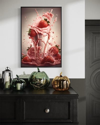 لوحة كانفاس فراولة بعصير متطاير بتصميم فني فاخر