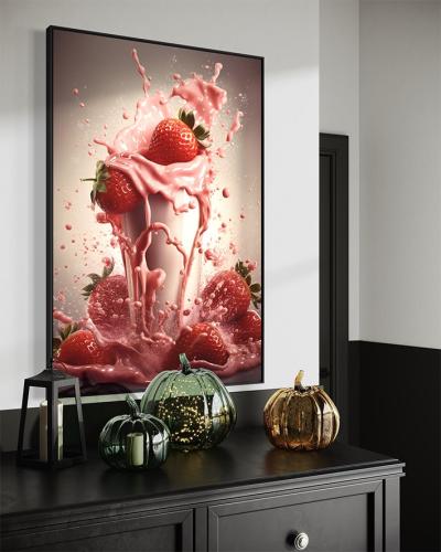 لوحة كانفاس فراولة بعصير متطاير بتصميم فني فاخر