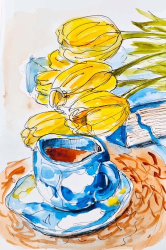 لوحة كانفاس ليمون ومشروب منعش بتصميم فني للمطبخ