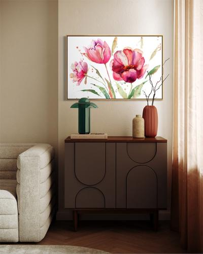 لوحة كانفاس زهور وردية بتصميم فني ناعم ولمسة رومان...