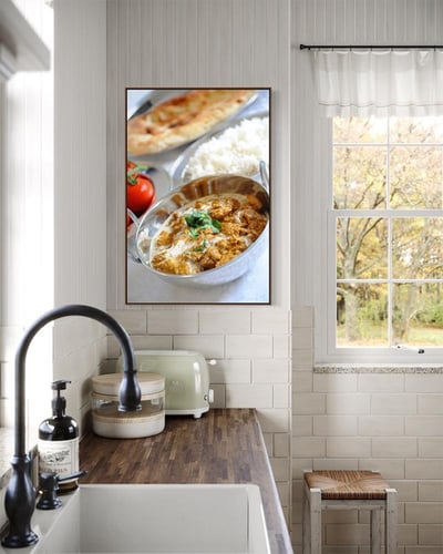 لوحة كانفاس طبق طعام بتصميم واقعي أنيق للمطبخ