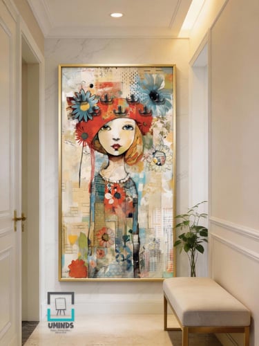 لوحة كانفاس لتعليق العباية – تصميم عصري لبنت