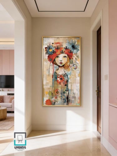 لوحة كانفاس لتعليق العباية – تصميم عصري لبنت