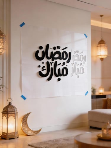 لوحة أكريليك «رمضان مبارك» بتصميم فني مجسّم