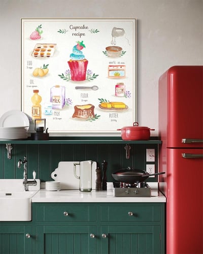 لوحة كانفاس حلويات كرتونية بتصميم مرح للمطبخ